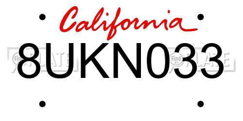8UKN033 California License Plate