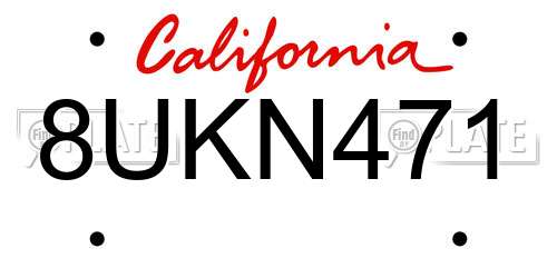 8UKN471 California License Plate