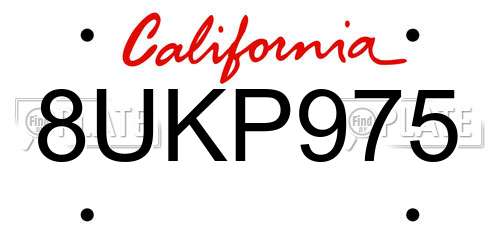 8UKP975 California License Plate