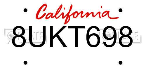 8UKT698 California License Plate