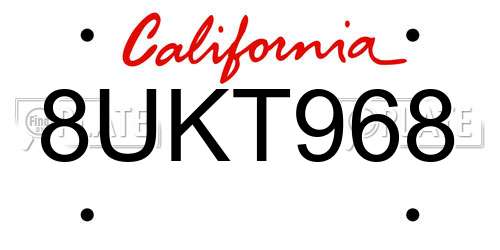 8UKT968 California License Plate