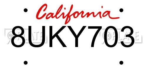 8UKY703 California License Plate
