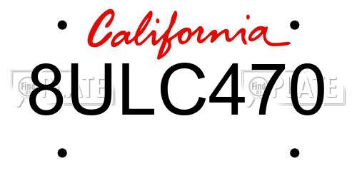 8ULC470 California License Plate