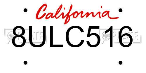 8ULC516 California License Plate
