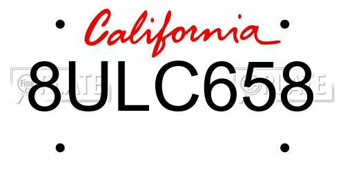 8ULC658 California License Plate