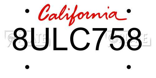 8ULC758 California License Plate