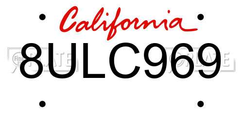 8ULC969 California License Plate