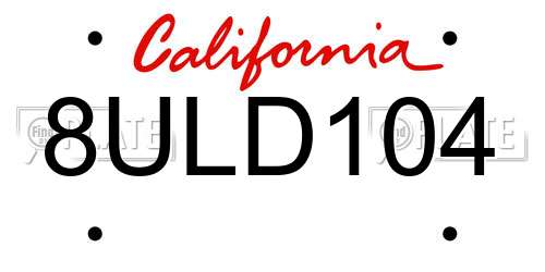 8ULD104 California License Plate