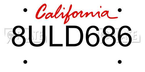 8ULD686 California License Plate