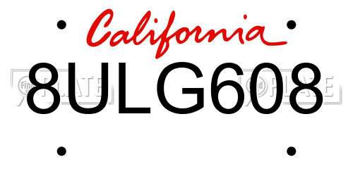 8ULG608 California License Plate