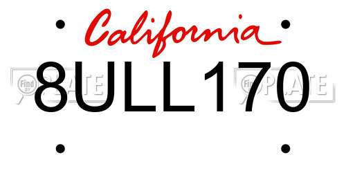 8ULL170 California License Plate