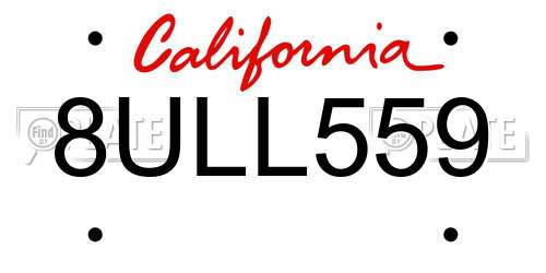 8ULL559 California License Plate