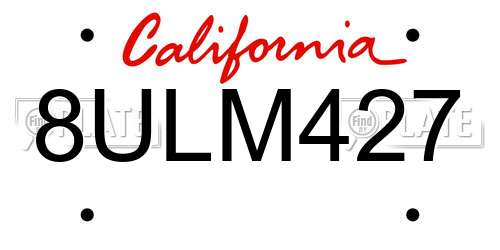 8ULM427 California License Plate