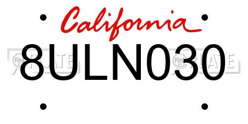 8ULN030 California License Plate