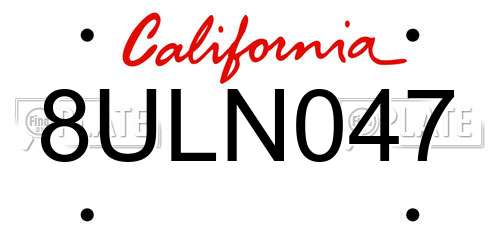 8ULN047 California License Plate
