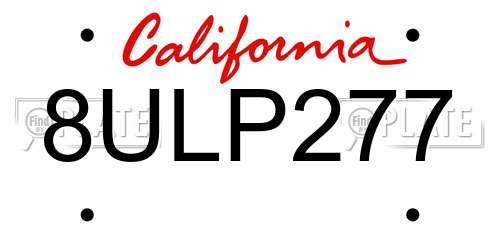 8ULP277 California License Plate