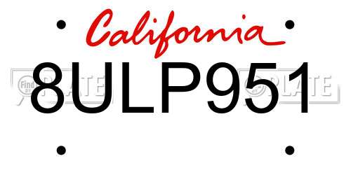8ULP951 California License Plate