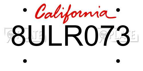 8ULR073 California License Plate