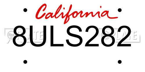 8ULS282 California License Plate