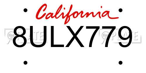 8ULX779 California License Plate