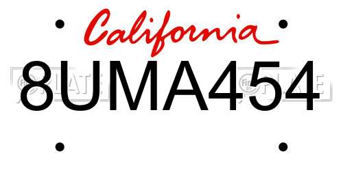 8UMA454 California License Plate
