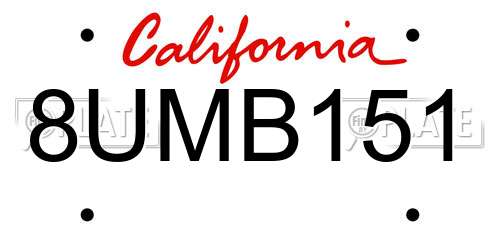 8UMB151 California License Plate