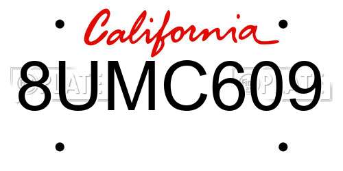 8UMC609 California License Plate