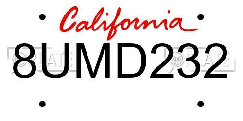 8UMD232 California License Plate