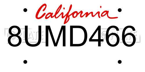 8UMD466 California License Plate