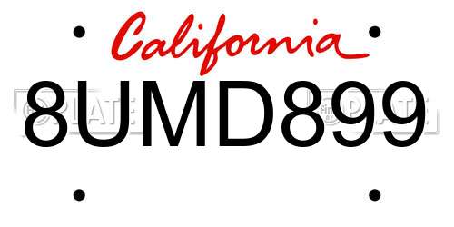 8UMD899 California License Plate
