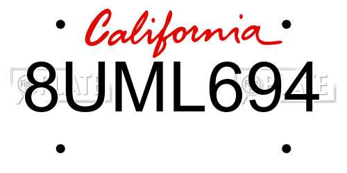 8UML694 California License Plate