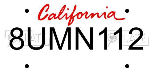 8UMN112 California License Plate