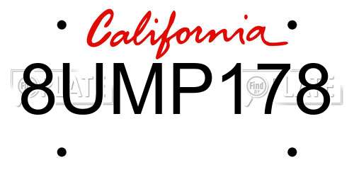 8UMP178 California License Plate