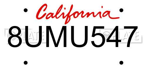 8UMU547 California License Plate