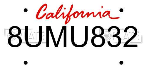 8UMU832 California License Plate