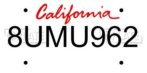 8UMU962 California License Plate