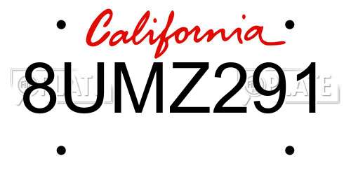 8UMZ291 California License Plate