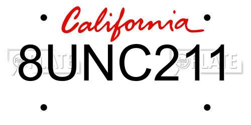 8UNC211 California License Plate