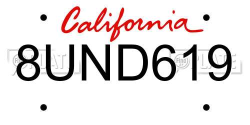 8UND619 California License Plate