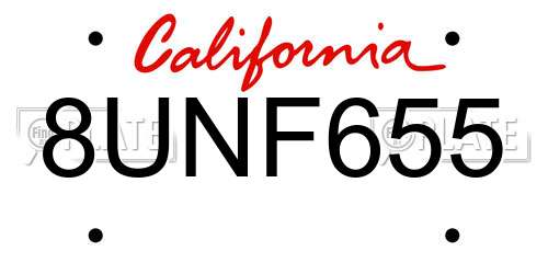 8UNF655 California License Plate