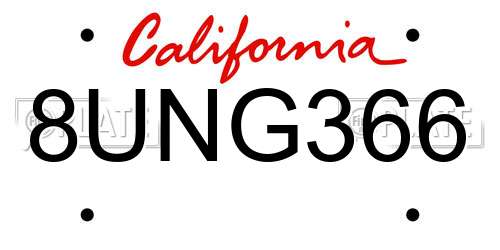 8UNG366 California License Plate