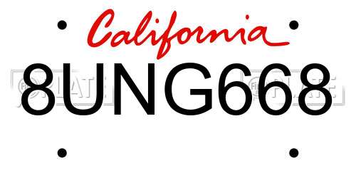 8UNG668 California License Plate
