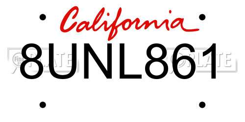 8UNL861 California License Plate