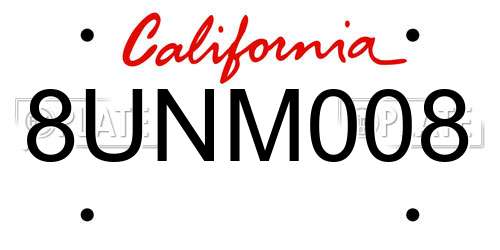 8UNM008 California License Plate