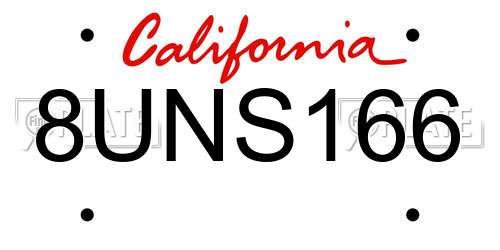 8UNS166 California License Plate