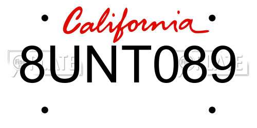 8UNT089 California License Plate