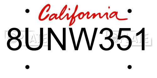 8UNW351 California License Plate