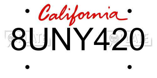 8UNY420 California License Plate