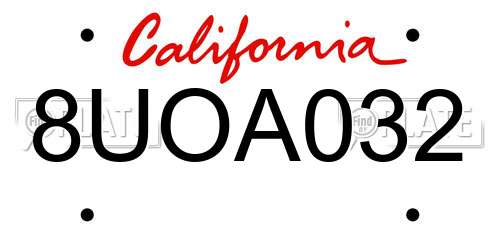8UOA032 California License Plate