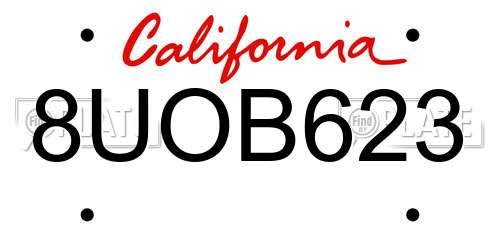 8UOB623 California License Plate